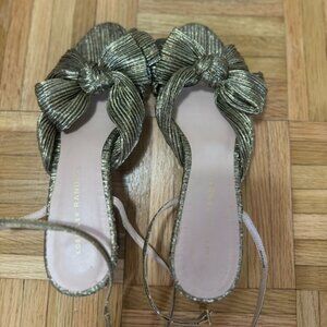 Loeffler Randall  Dahlia Dark Gold Pleated Bow Heel